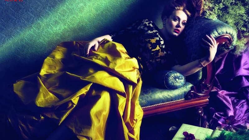 Adele, Adele Laurie Blue Adkins, Artists, singer, songwriter, poet, red hair, sofa, dress, room, interior