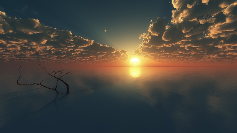 Sky, 4k, clouds, sunset, sunrise, water, blue, sea