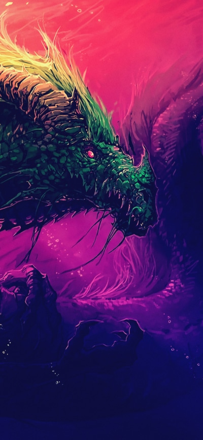Fantasy Dragon, Water, 828x1792