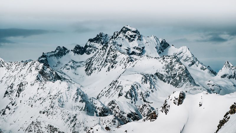 mountain, peak, snow, winter, 4k