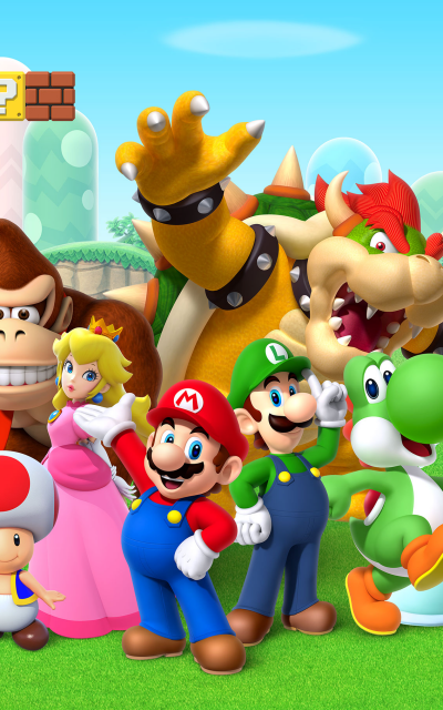 Video Game Super Mario Bros., Mario, Bowser, Yoshi, Luigi, Princess Peach, 800x1280