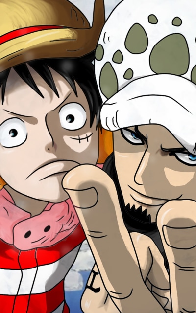 Anime One Piece, Trafalgar Law, Monkey D. Luffy, 800x1280