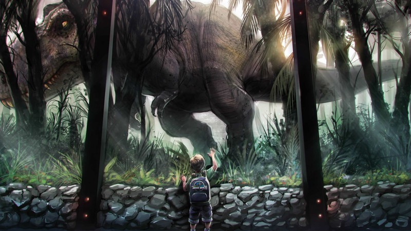 Jurassic World, Dinosaurs, movie, film, boy, dinosaur, window glass, terrarium, Chris Pratt, Jake Johnson, Nick Robinson, Best Movies of 2015,