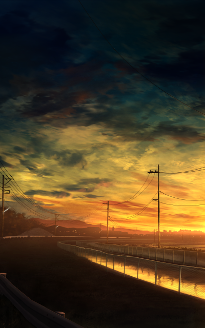 Anime Sunset, Sky, 800x1280