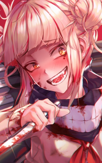 Anime My Hero Academia, Knife, Himiko Toga, Blood, Smile, Blonde, 800x1280