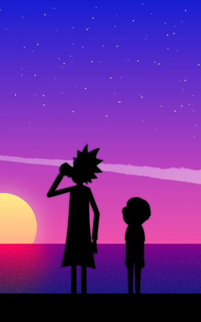 TV Show Rick and Morty, Rick Sanchez, Morty Smith, Sunset, 800x1280