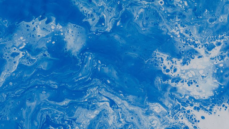 stains, liquid, paint, abstraction, blue, 4k