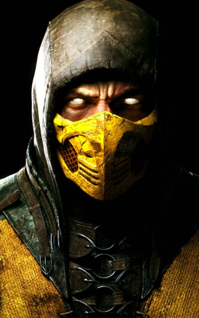 Video Game Mortal Kombat X, Mortal Kombat, White Eyes, Mask, Scorpion (Mortal Kombat), 800x1280