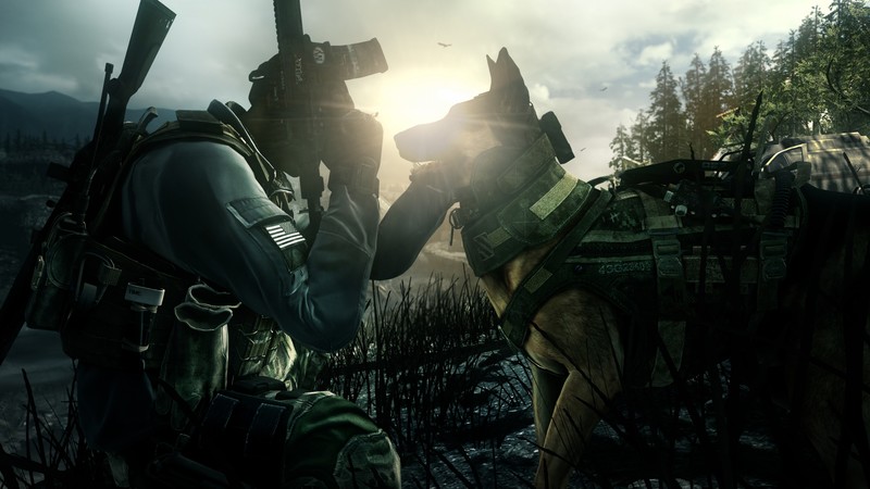 Call of Duty Ghosts, game, shooter, soldier, dog, rifle, CoD, Ghosts, multiplayer, screenshot