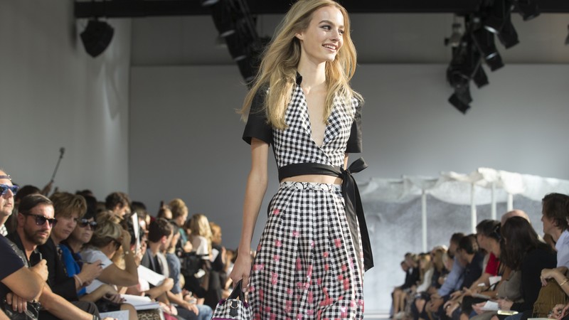 Maartje Verhoef, model, spring 2015 top models, fashion show, dress, blonde, smile