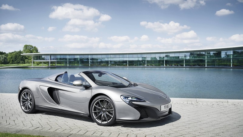McLaren 650S Spider, supercar, McLaren, luxury cars, sports car, speed, test drive, silver, sea, 2015 Detroit Auto Show. NAIAS