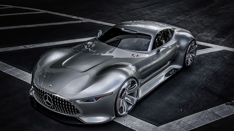Mercedes-Benz AMG Vision, supercar, Gran Turismo, concept, Mercedes, 2015 car, silver, front