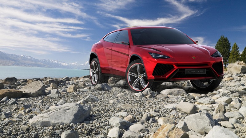 Lamborghini Urus, concept, Lamborghini, supercar, SUV, crossover, carbon, red, front