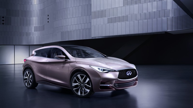 Infiniti QX30, concept, Infiniti, hatchback, luxury cars, silver, front, test drive, 2015 Detroit Auto Show. NAIAS