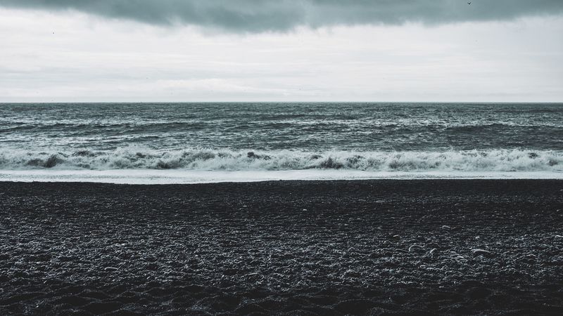 horizon, sea, beach, dark, 4k