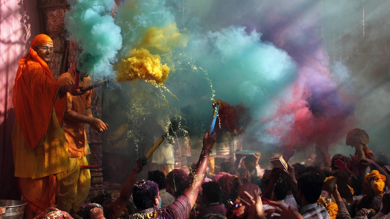 Holi Festival Of Colours, Indian holiday, spring, life, new moon, Holika, colored powder, event