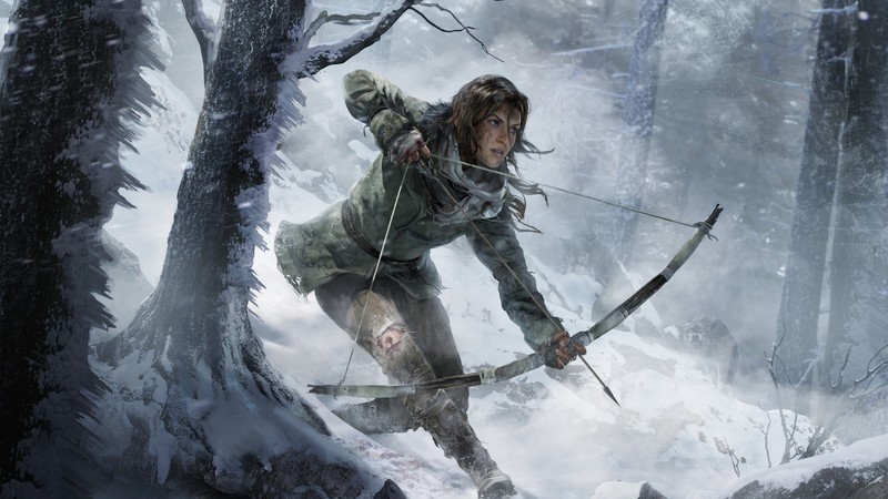 Rise of the Tomb Raider, game, forest, snow, bow, wind, screenshot, , 4k, 4K, PC, 2015