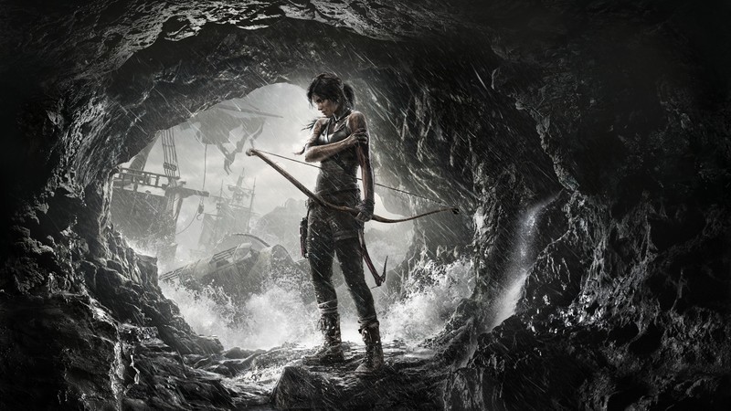 Rise of the Tomb Raider, game, cave, rain, bow, water, ship, lara croft, screenshot, , 4k, 4K, PC, 2015