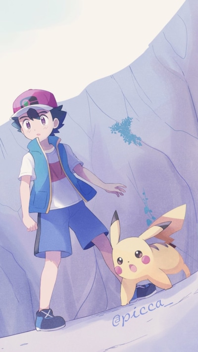 Anime Pokémon, Pikachu, Ash Ketchum, 750x1334