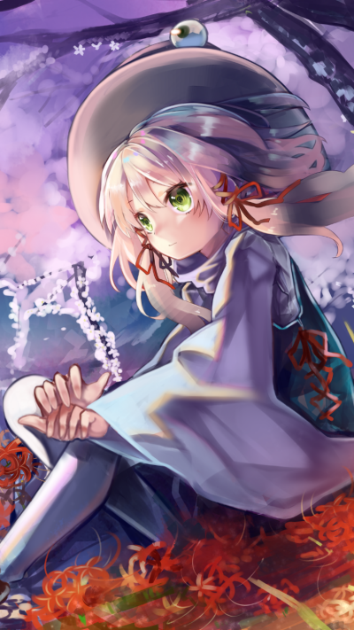 Anime Touhou, Green Eyes, Suwako Moriya, Blonde, Hat, 750x1334