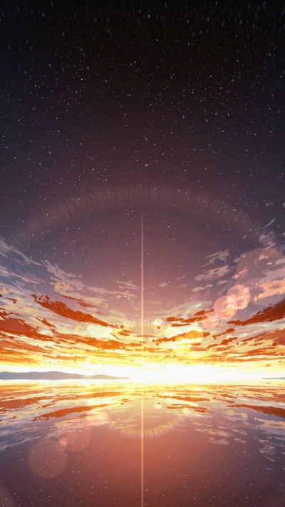 Anime Sunset, Sky, Cloud, Starry Sky, 750x1334