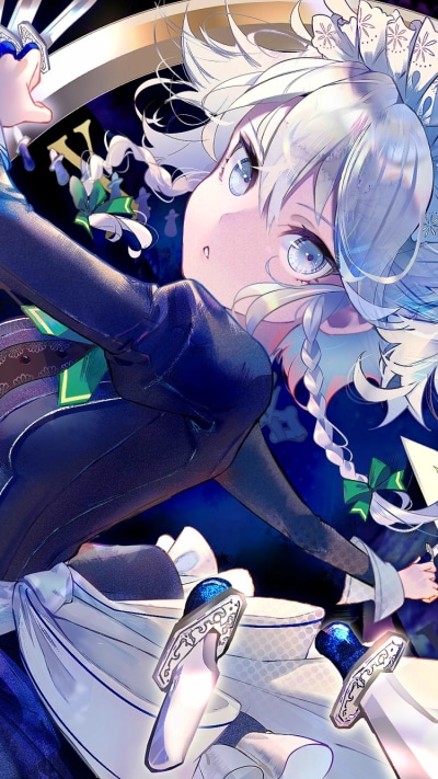 Anime Touhou, Sakuya Izayoi, 750x1334