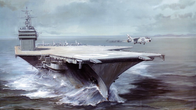USS Saratoga, CVA 60, CVB-60, carrier, Forrestal-class, aircraft, art, painting