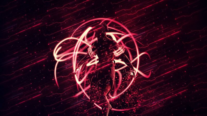 cyborg, neon, costume, wavy, 4k