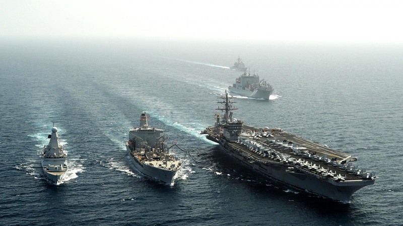 USS Dwight Eisenhower, aircraft carrier, U.S. Navy, Nimitz, CVN-69, convoy, sea
