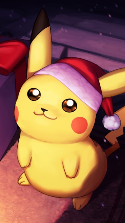 Anime Pokémon, Pikachu, Santa Hat, Christmas, 750x1334