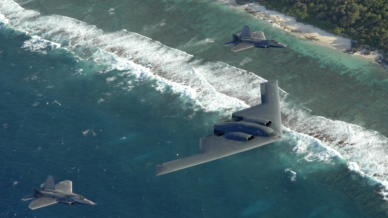F-22, fighter, Raptor, Lockheed, B-2, Spirit, stealth bomber, sea