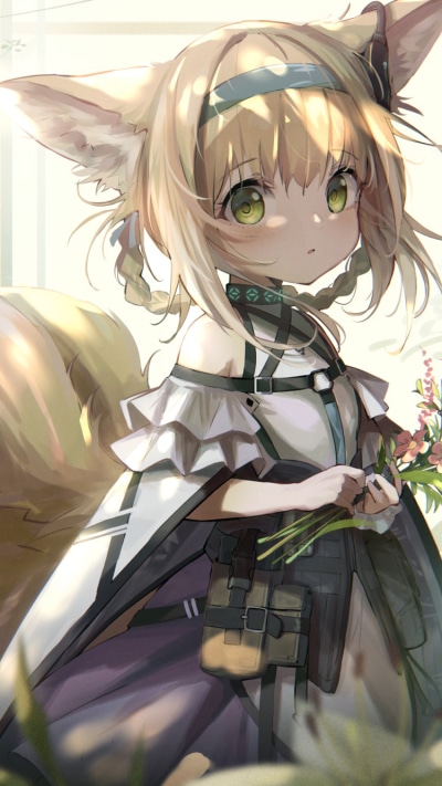 Video Game Arknights, Blonde, Suzuran (Arknights), Animal Ears, Green Eyes, 750x1334