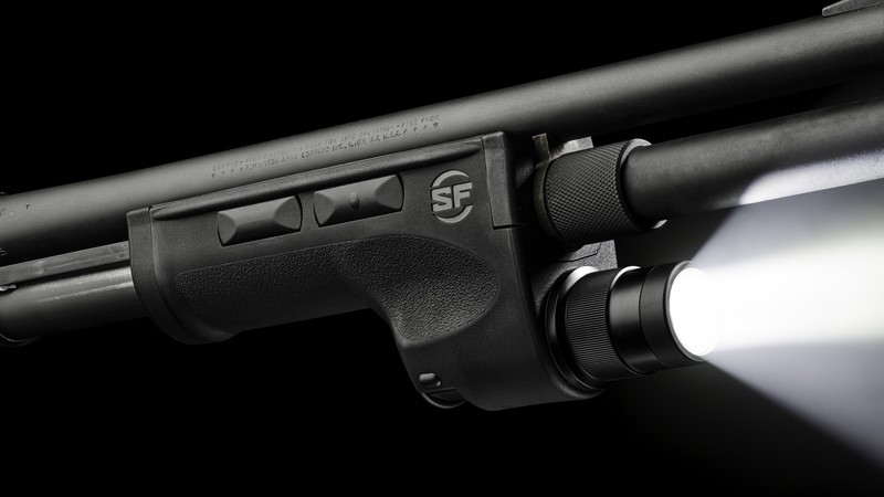 Remington 870, pump-action, shotgun, surefire, weapon, light, modification