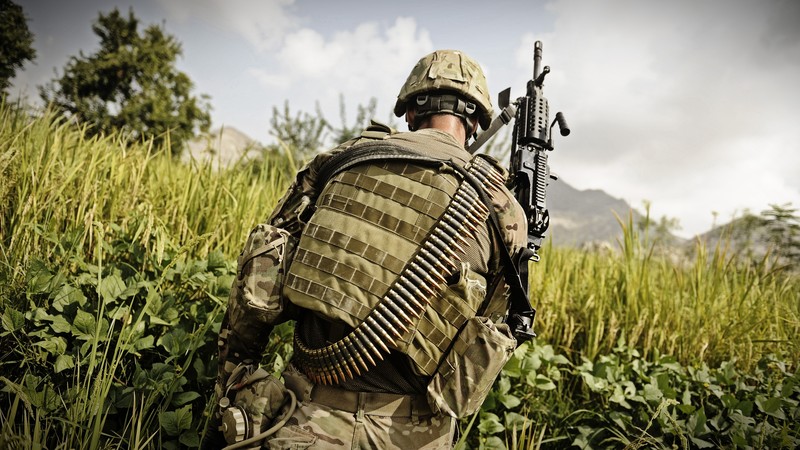 MK-48, soldier, mod.0, Mark 48, 7.62×51mm NATO, machine gun, gunner, ammunition belt, greens