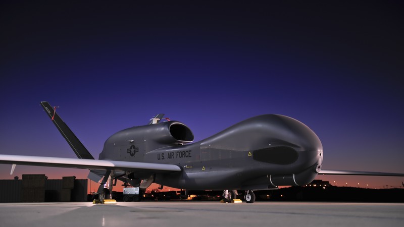 RQ-4, Global Hawk, Northrop Grumman, drone, Surveillance UAV, UAV, USA Army, U.S. Air Force, airdrome, sunset