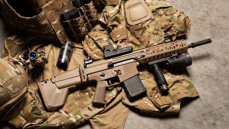 FN SCAR, assault rifle, modular rifle, FN Herstal, hand grenade, military, ammunition, uniform