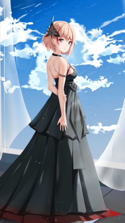 Anime Azur Lane, Black Dress, Roon (Azur Lane), Blonde, 750x1334