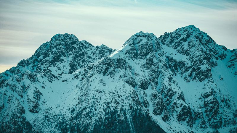 mountains, snow, peaks, slopes, 4k