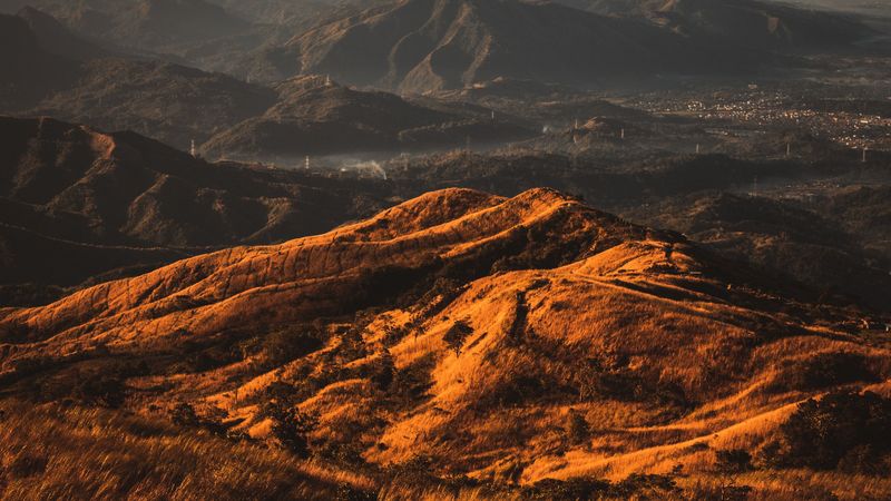 mountains, hills, fog, landscape, 4k