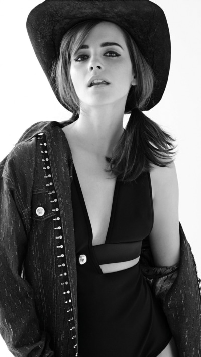 Celebrity Emma Watson, Hat, Black and White, Actress, English, 750x1334