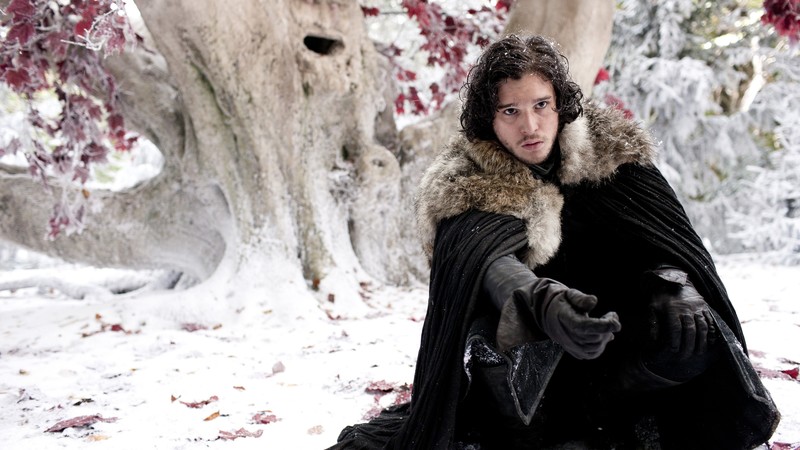 Kit Harington, Actor, John Snow, snow, tree, leaves, black cloak