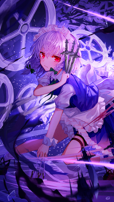 Anime Touhou, Sakuya Izayoi, 750x1334