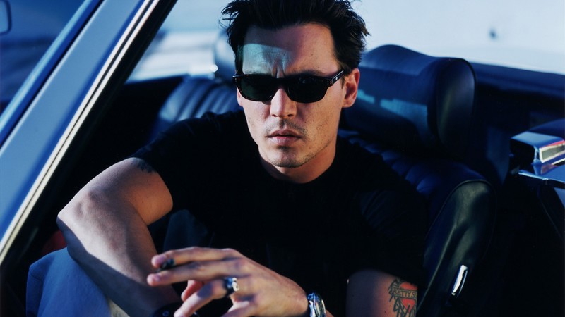 Johnny Depp, actor, director, musician, screenwriter, producer, car, glasses, cigarette, tattoo