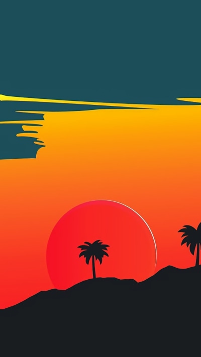 Artistic Sunset, Palm Tree, 750x1334