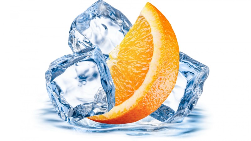 orange, ice, water