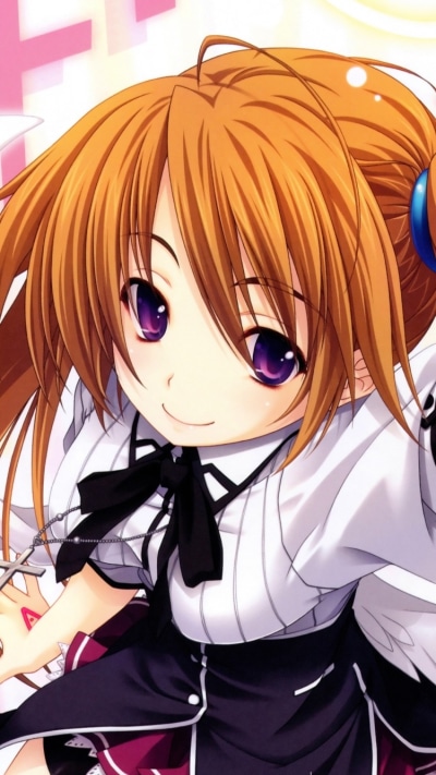 Anime High School DxD, Long Hair, Smile, Orange Hair, Bow (Clothing), Purple Eyes, 750x1334