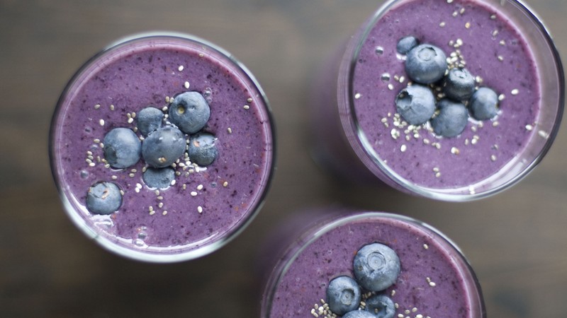 smoothies, fruit, blueberry, sesame