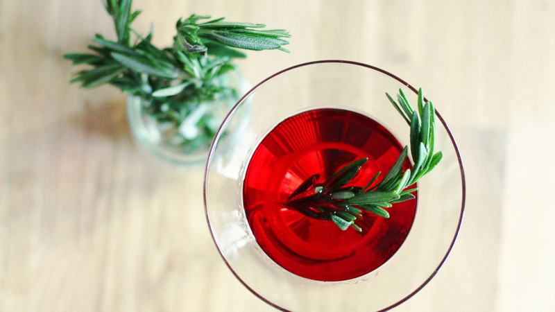cocktails, gin, rum, wine, orange juice, rosemary