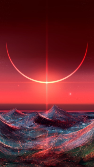 Artistic Ocean, Eclipse, Wave, Sky, 750x1334