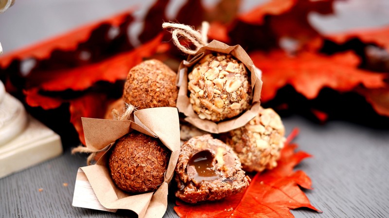 truffles, peanut butter, caramel, chocolate